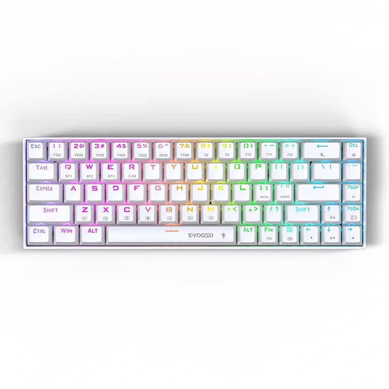 Bàn phím chơi game cơ học không dây 68 phím RGB không dây BT 2.4GHz