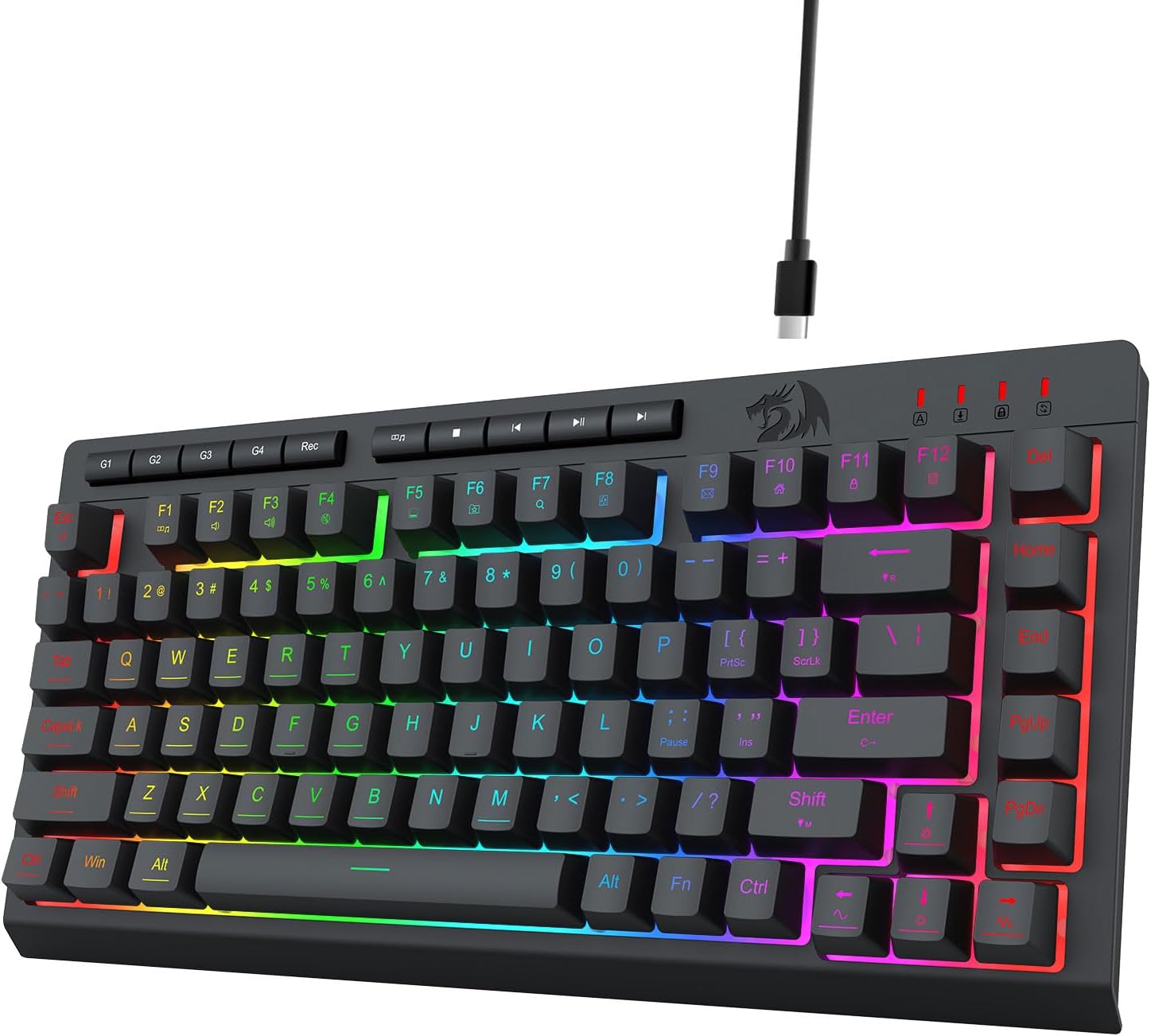 Đèn nền RGB chơi game có dây K524 màu đen, Bàn phím 75%